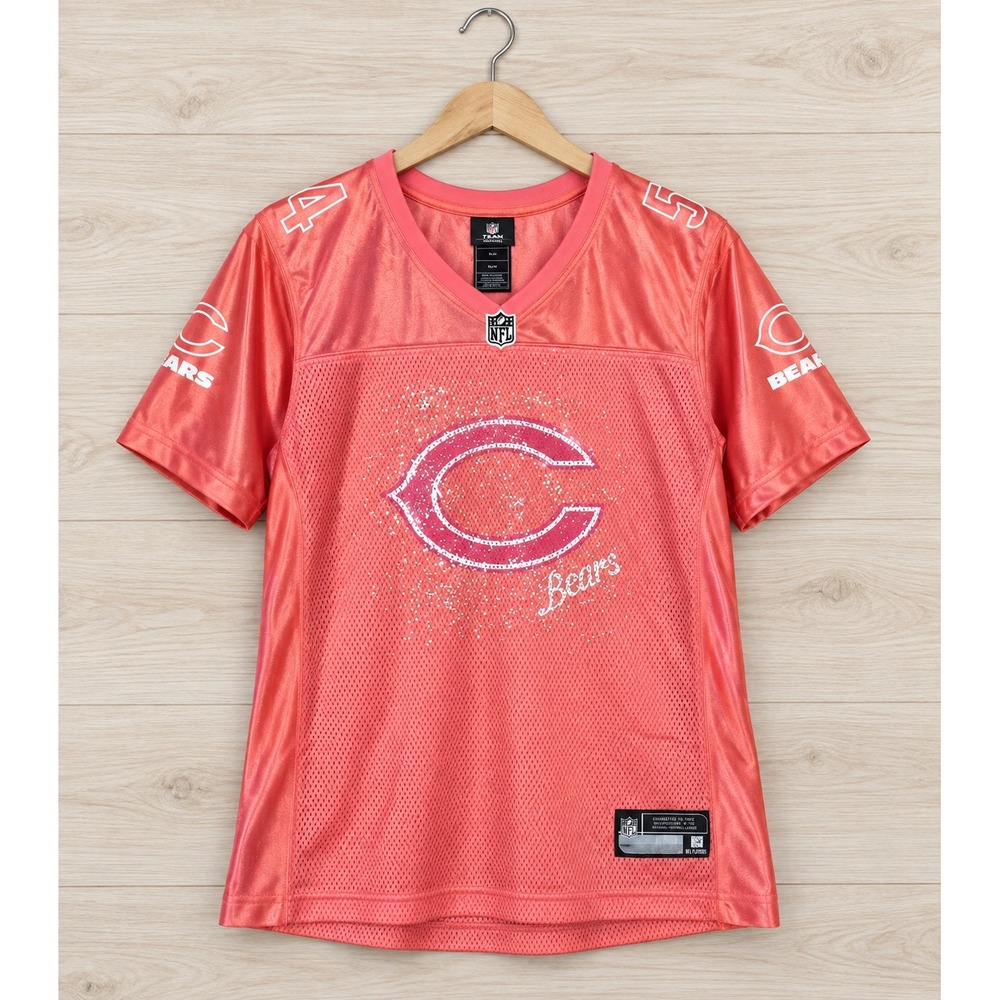 NFL Team Apparel Chicago Bears Brian Urlacher 54 Pink Glitter Jersey Womens XL